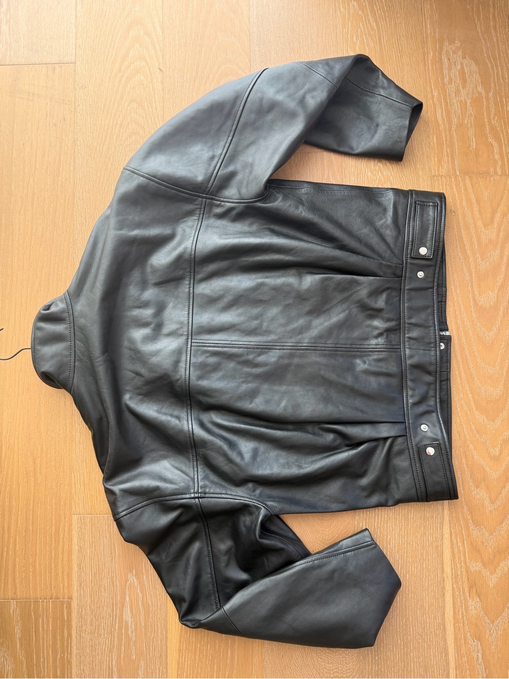 NEW Reformation Veda Harrison Leather Oversized Bomber Jacket, Black XS - Picture 14 of 16